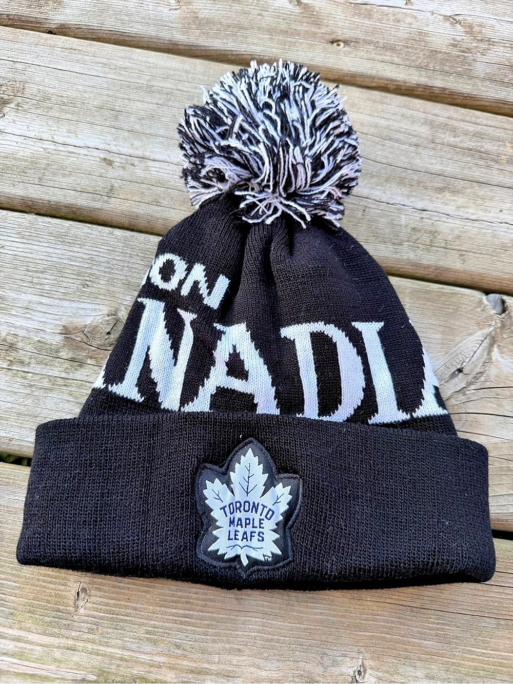 Toronto Maple Leafs Molson Canadian NHL Black Pom Knit Beanie Toque